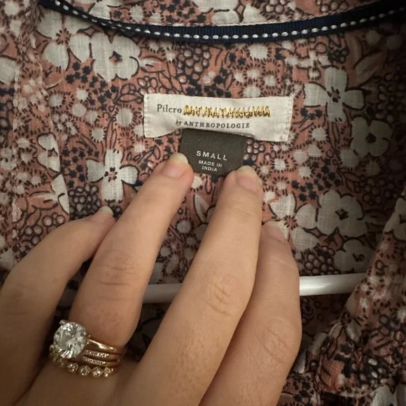 Anthropologie Button Down Top - Pilcro The Sasha Smocked Floral Button Down Top - Picture 5 of 6